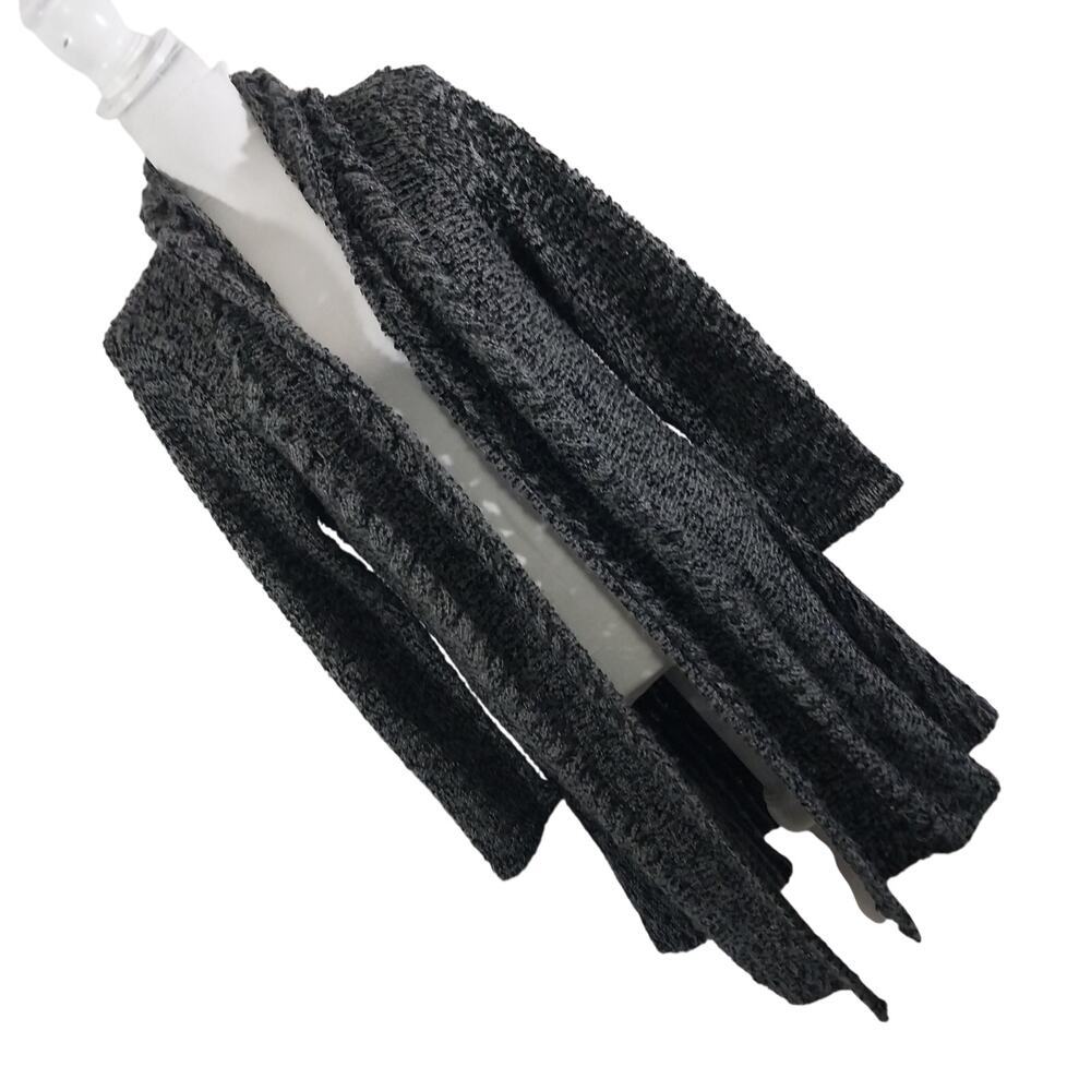 YAIRA! BLACK & GRAY BULKY KNIT, STARBURST PATTERN OPEN CARDIGAN SWEATER! SZ L